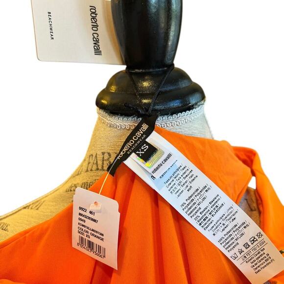 ROBERTO CAVALLI Women's One Shoulder One Piece Swimsuit Orange XS NWT - Picture 6 of 6
